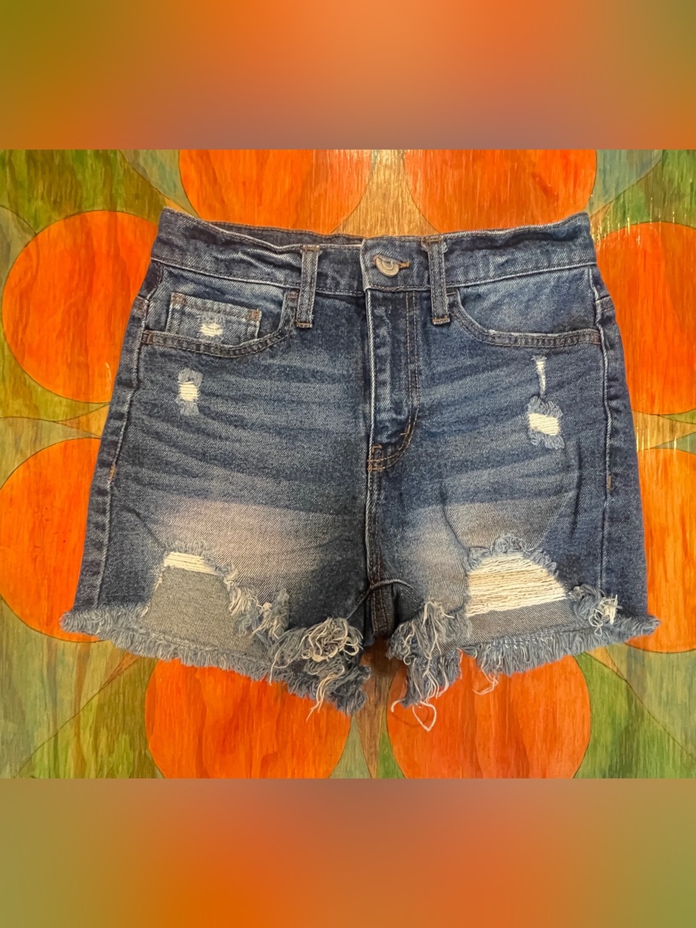 SO Vintage Stretch Mom Short Distressed Frayed Hem High Rise Size 26 Inch